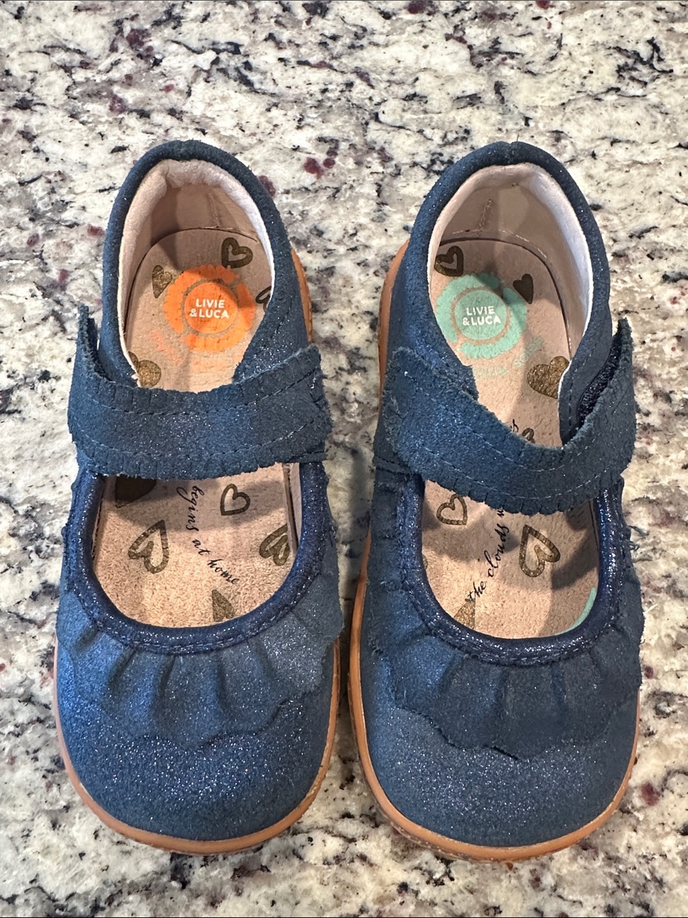 Livie & Luca Navy Glitter Mary Jane Shoes